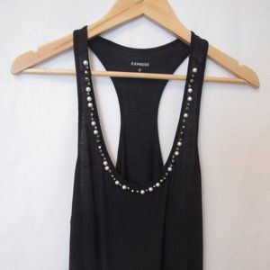 Express Embellished Racerback Black Tank Top